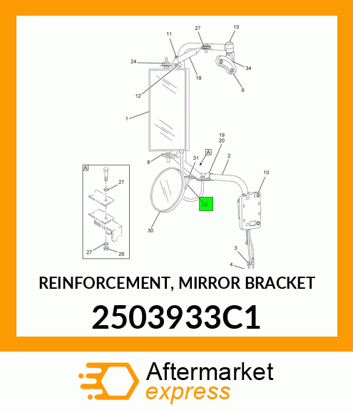 REINFORCEMENT, MIRROR BRACKET 2503933C1