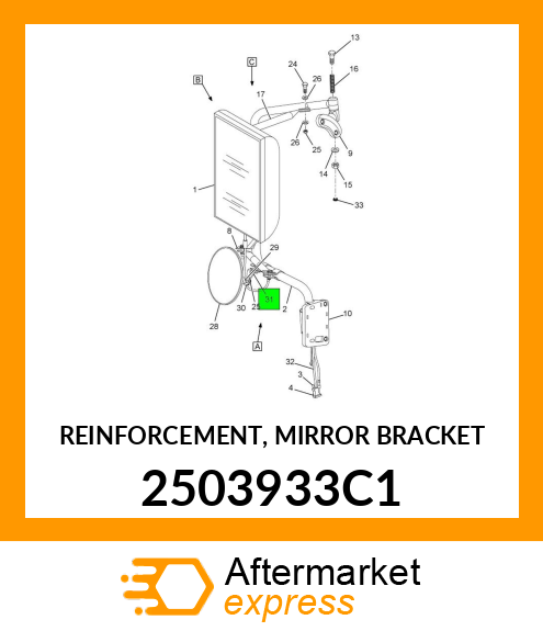 REINFORCEMENT, MIRROR BRACKET 2503933C1