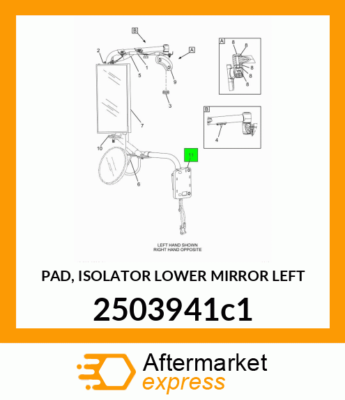 PAD, ISOLATOR LOWER MIRROR LEFT 2503941c1