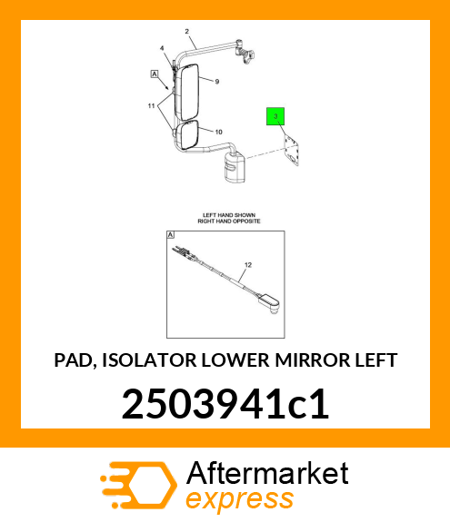 PAD, ISOLATOR LOWER MIRROR LEFT 2503941c1