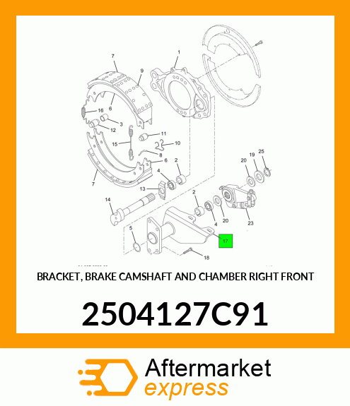 BRACKET, BRAKE CAMSHAFT AND CHAMBER RIGHT FRONT 2504127C91