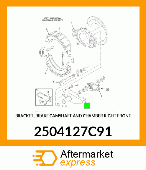 BRACKET, BRAKE CAMSHAFT AND CHAMBER RIGHT FRONT 2504127C91