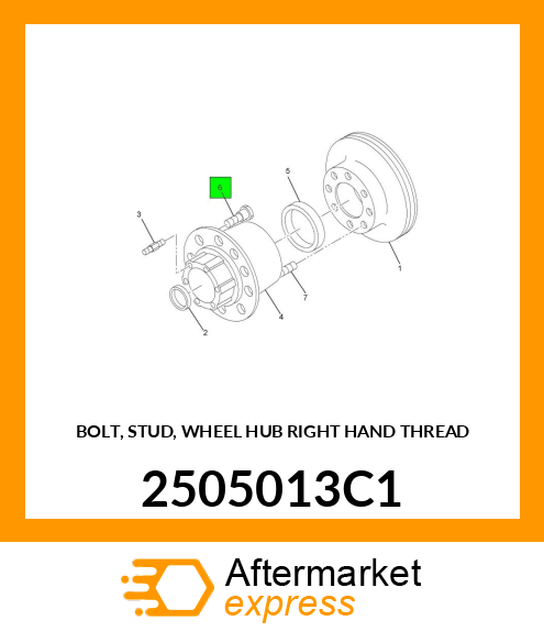 BOLT, STUD, WHEEL HUB RIGHT HAND THREAD 2505013C1