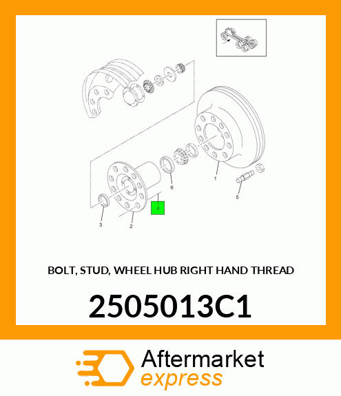 BOLT, STUD, WHEEL HUB RIGHT HAND THREAD 2505013C1