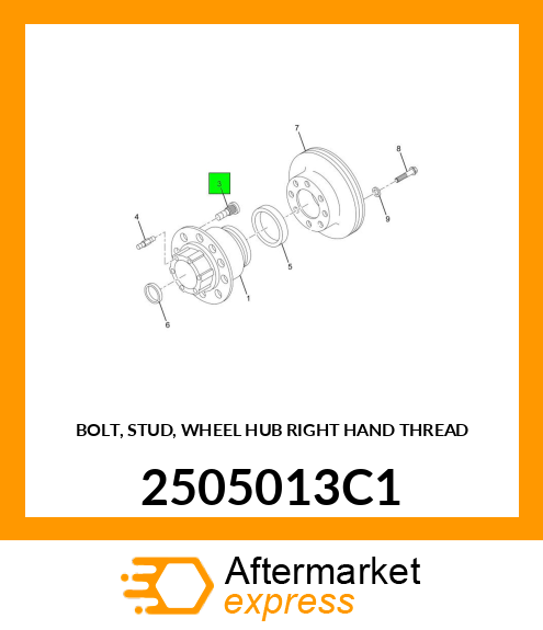 BOLT, STUD, WHEEL HUB RIGHT HAND THREAD 2505013C1