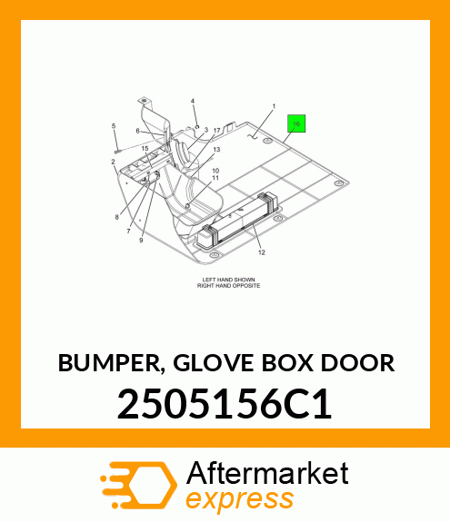 BUMPER, GLOVE BOX DOOR 2505156C1