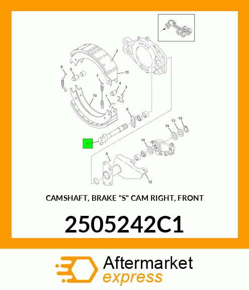 CAMSHAFT, BRAKE "S" CAM RIGHT, FRONT 2505242C1