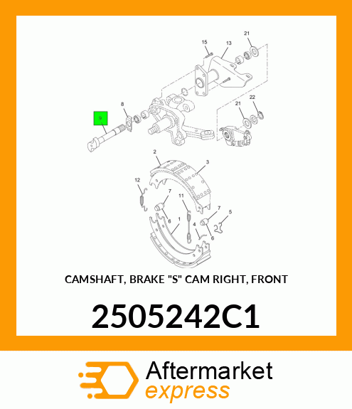 CAMSHAFT, BRAKE "S" CAM RIGHT, FRONT 2505242C1