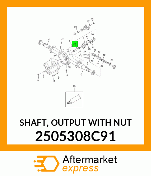 SHAFT, OUTPUT WITH NUT 2505308C91