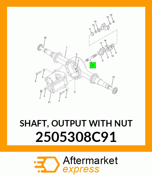 SHAFT, OUTPUT WITH NUT 2505308C91