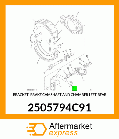 BRACKET, BRAKE CAMSHAFT AND CHAMBER LEFT REAR 2505794C91