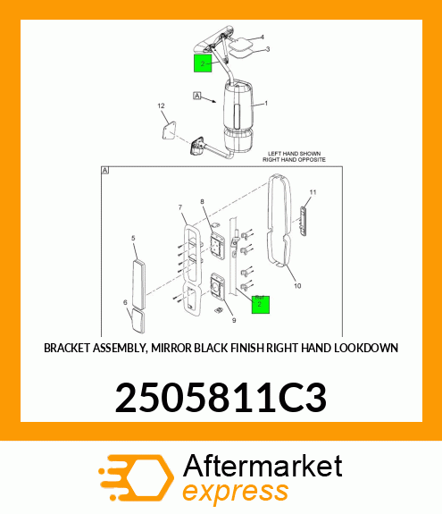 BRACKET ASSEMBLY, MIRROR BLACK FINISH RIGHT HAND LOOKDOWN 2505811C3