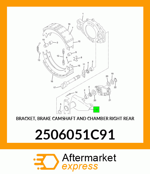 BRACKET, BRAKE CAMSHAFT AND CHAMBER RIGHT REAR 2506051C91