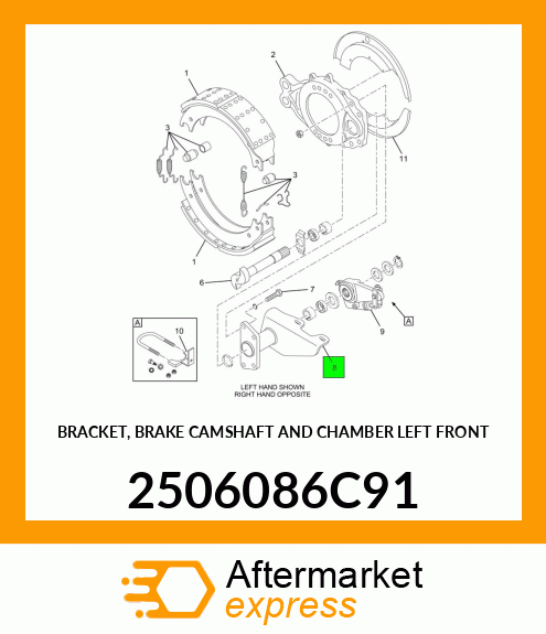 BRACKET, BRAKE CAMSHAFT AND CHAMBER LEFT FRONT 2506086C91