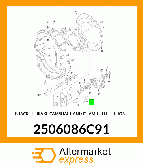 BRACKET, BRAKE CAMSHAFT AND CHAMBER LEFT FRONT 2506086C91