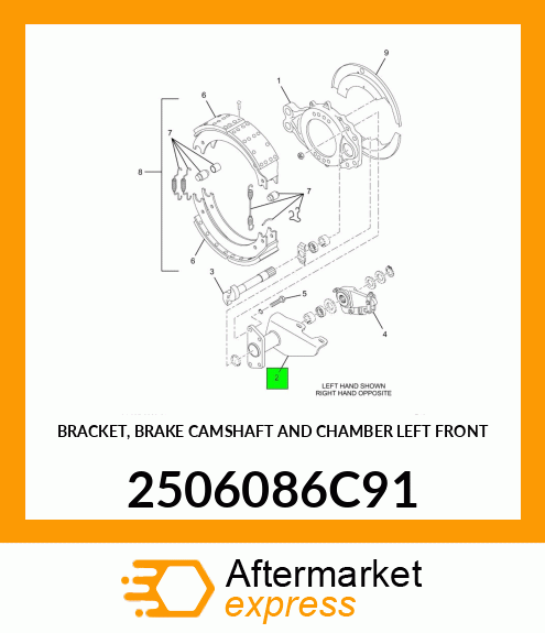 BRACKET, BRAKE CAMSHAFT AND CHAMBER LEFT FRONT 2506086C91