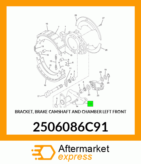 BRACKET, BRAKE CAMSHAFT AND CHAMBER LEFT FRONT 2506086C91