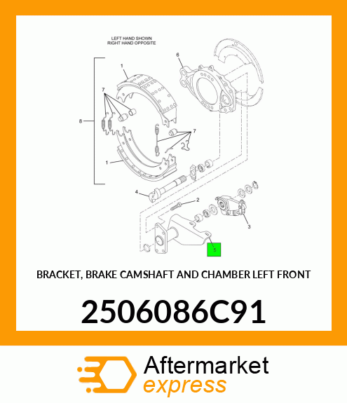 BRACKET, BRAKE CAMSHAFT AND CHAMBER LEFT FRONT 2506086C91