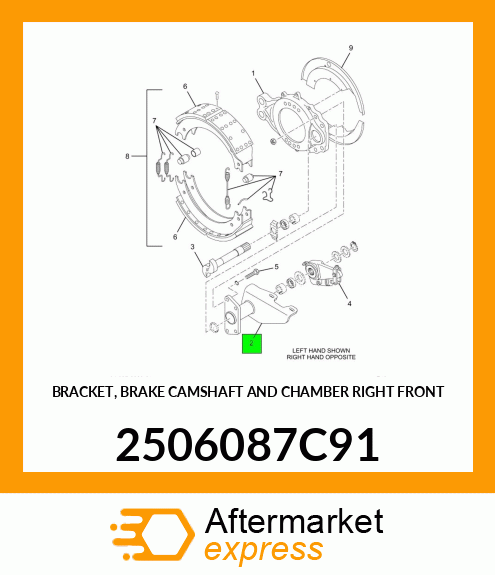 BRACKET, BRAKE CAMSHAFT AND CHAMBER RIGHT FRONT 2506087C91