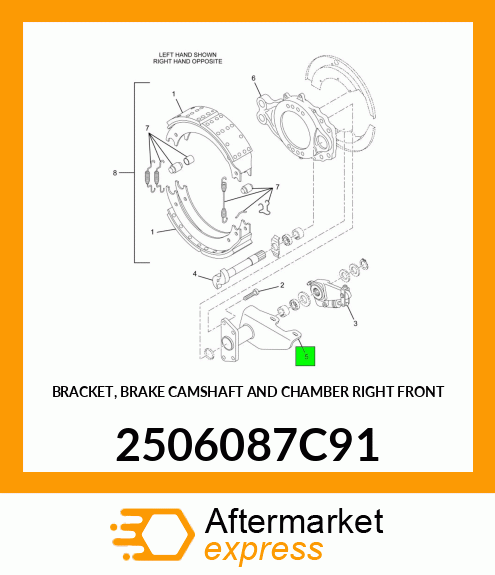 BRACKET, BRAKE CAMSHAFT AND CHAMBER RIGHT FRONT 2506087C91