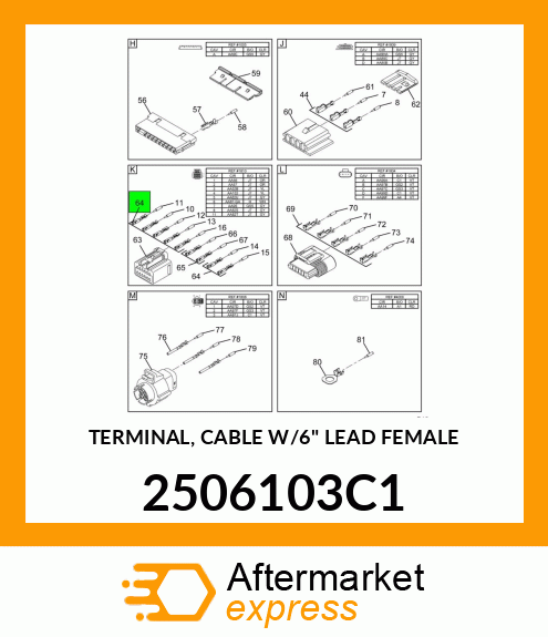 TERMINAL, CABLE W/6" LEAD FEMALE 2506103C1