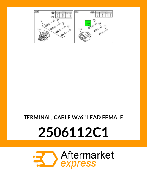 TERMINAL, CABLE W/6" LEAD FEMALE 2506112C1