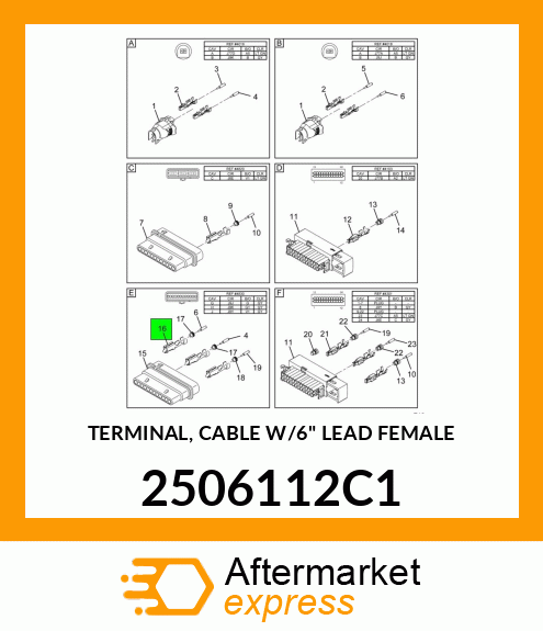 TERMINAL, CABLE W/6" LEAD FEMALE 2506112C1