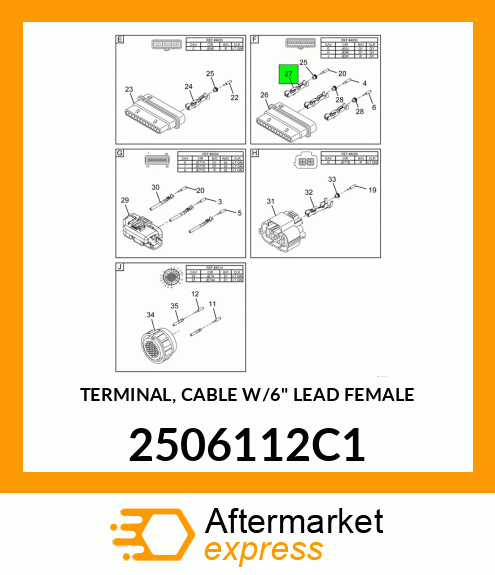 TERMINAL, CABLE W/6" LEAD FEMALE 2506112C1