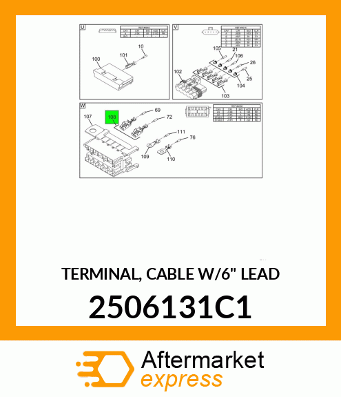 TERMINAL, CABLE W/6" LEAD 2506131C1