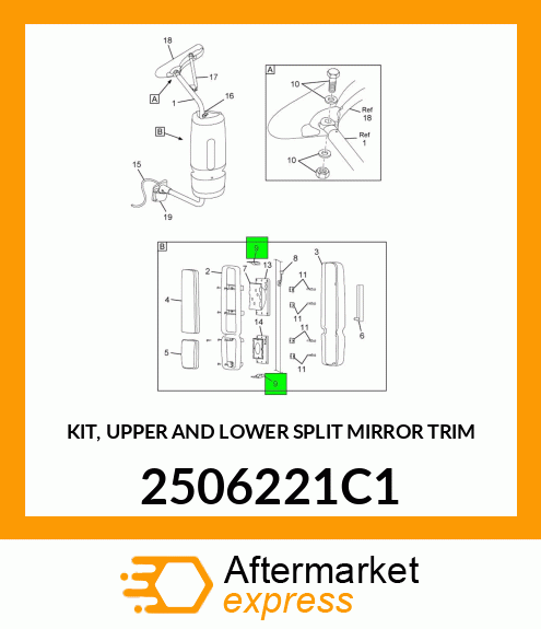 KIT, UPPER AND LOWER SPLIT MIRROR TRIM 2506221C1