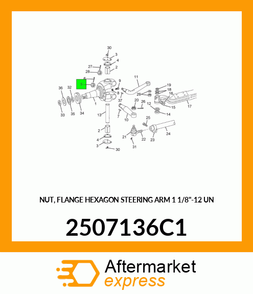 NUT, FLANGE HEXAGON STEERING ARM 1 1/8"-12 UN 2507136C1