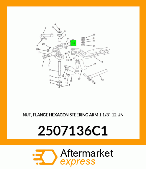 NUT, FLANGE HEXAGON STEERING ARM 1 1/8"-12 UN 2507136C1