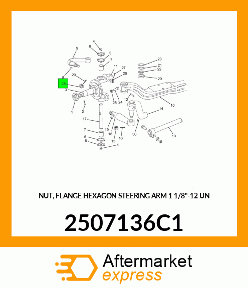 NUT, FLANGE HEXAGON STEERING ARM 1 1/8"-12 UN 2507136C1