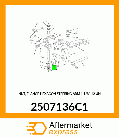 NUT, FLANGE HEXAGON STEERING ARM 1 1/8"-12 UN 2507136C1