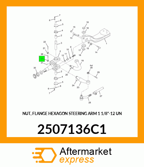 NUT, FLANGE HEXAGON STEERING ARM 1 1/8"-12 UN 2507136C1