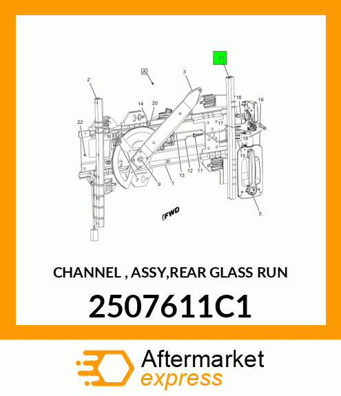 CHANNEL , ASSY,REAR GLASS RUN 2507611C1