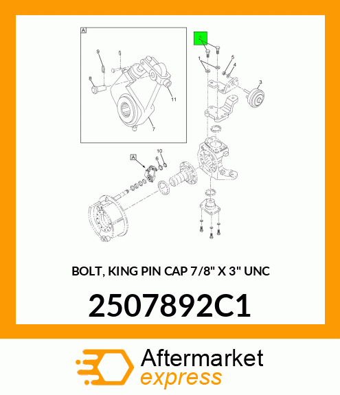 BOLT, KING PIN CAP 7/8" X 3" UNC 2507892C1