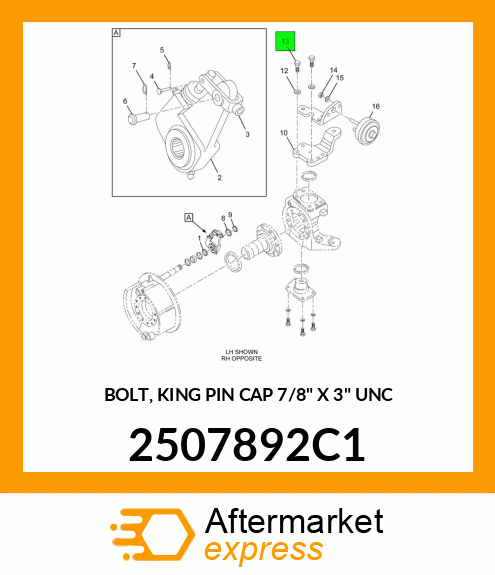 BOLT, KING PIN CAP 7/8" X 3" UNC 2507892C1