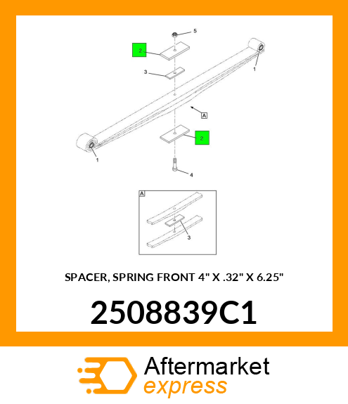 SPACER, SPRING FRONT 4" X .32" X 6.25" 2508839C1