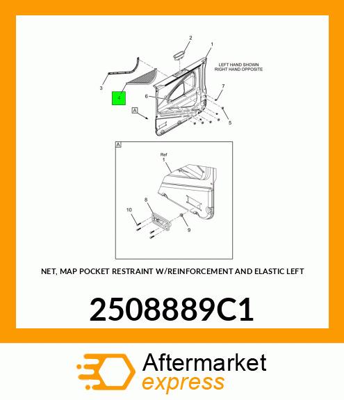 NET, MAP POCKET RESTRAINT W/REINFORCEMENT AND ELASTIC LEFT 2508889C1