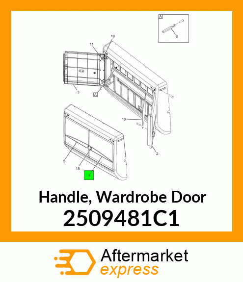 Handle, Wardrobe Door 2509481C1