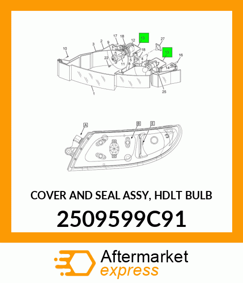 COVER AND SEAL ASSY, HDLT BULB 2509599C91