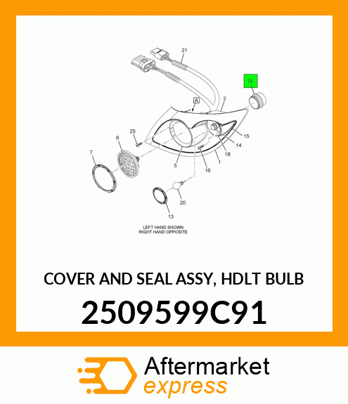 COVER AND SEAL ASSY, HDLT BULB 2509599C91