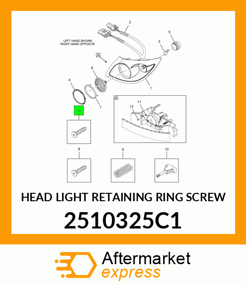 HEAD LIGHT RETAINING RING SCREW 2510325C1