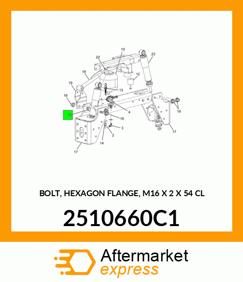 BOLT, HEXAGON FLANGE, M16 X 2 X 54 CL 2510660C1