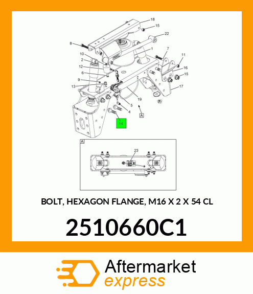 BOLT, HEXAGON FLANGE, M16 X 2 X 54 CL 2510660C1