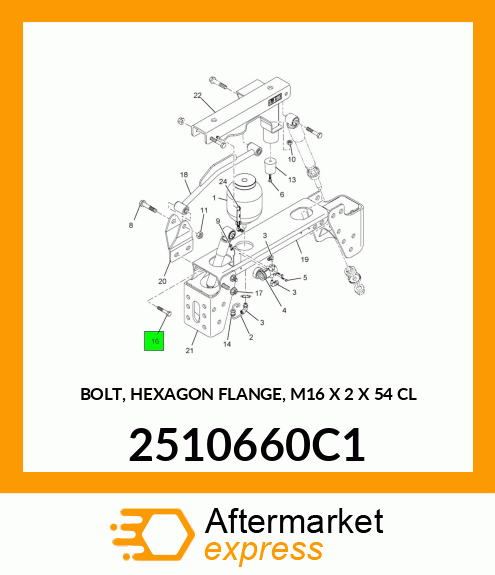 BOLT, HEXAGON FLANGE, M16 X 2 X 54 CL 2510660C1