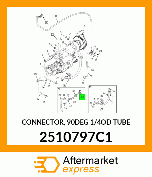 CONNECTOR, 90DEG 1/4OD TUBE 2510797C1