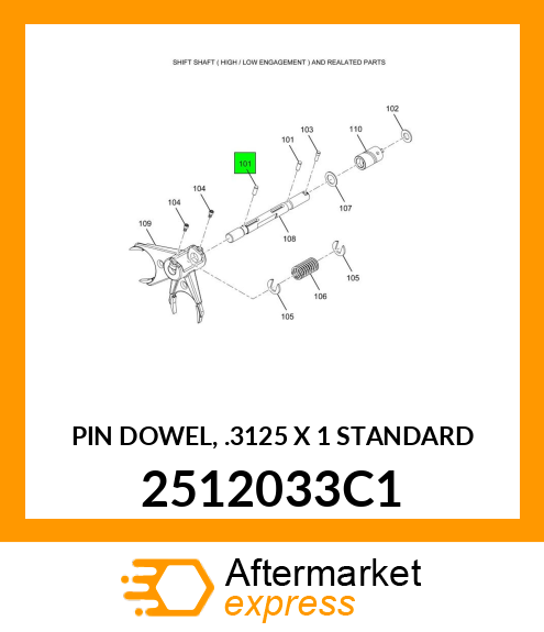 PIN DOWEL, .3125 X 1 STANDARD 2512033C1