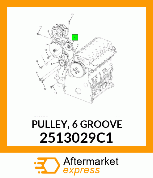 PULLEY, 6 GROOVE 2513029C1